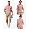 COOFANDY Mens Knit T-Shirts Casual Short Sleeve Crewneck Shirt Textured Pullover Tees(Pink)