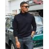COOFANDY Mens Quarter Zip Sweatshirt Casual 1/4 Zip Pullover Business Casual Polo Sweatshirt Winter Tops Navy Blue