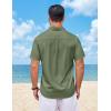 COOFANDY Mens Short Sleeve Button Down Shirts Casual Summer Shirts Linen Beach Shirt with Pocket(Army Green)