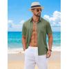 COOFANDY Mens Short Sleeve Button Down Shirts Casual Summer Shirts Linen Beach Shirt with Pocket(Army Green)