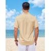 COOFANDY Mens Short Sleeve Button Down Shirts Casual Summer Shirts Linen Beach Shirt with Pocket(Beige)