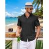 COOFANDY Mens Short Sleeve Button Down Shirts Casual Summer Shirts Linen Beach Shirt with Pocket(Black)