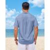 COOFANDY Mens Short Sleeve Button Down Shirts Casual Summer Shirts Linen Beach Shirt with Pocket(Blue)