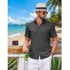 COOFANDY Mens Short Sleeve Button Down Shirts Casual Summer Shirts Linen Beach Shirt with Pocket(Dark Grey)