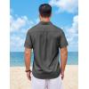 COOFANDY Mens Short Sleeve Button Down Shirts Casual Summer Shirts Linen Beach Shirt with Pocket(Dark Grey)