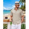 COOFANDY Mens Short Sleeve Button Down Shirts Casual Summer Shirts Linen Beach Shirt with Pocket(Khaki)