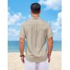 COOFANDY Mens Short Sleeve Button Down Shirts Casual Summer Shirts Linen Beach Shirt with Pocket(Khaki)