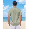 COOFANDY Mens Short Sleeve Button Down Shirts Casual Summer Shirts Linen Beach Shirt with Pocket(Light Green)