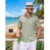 COOFANDY Mens Short Sleeve Button Down Shirts Casual Summer Shirts Linen Beach Shirt with Pocket(Light Green)