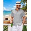 COOFANDY Mens Short Sleeve Button Down Shirts Casual Summer Shirts Linen Beach Shirt with Pocket(Light Grey)