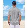 COOFANDY Mens Short Sleeve Button Down Shirts Casual Summer Shirts Linen Beach Shirt with Pocket(Light Grey)