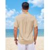 COOFANDY Mens Short Sleeve Button Down Shirts Casual Summer Shirts Linen Beach Shirt with Pocket(Light Khaki)