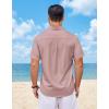 COOFANDY Mens Short Sleeve Button Down Shirts Casual Summer Shirts Linen Beach Shirt with Pocket(Pink)