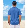 COOFANDY Mens Short Sleeve Button Down Shirts Casual Summer Shirts Linen Beach Shirt with Pocket(Royal Blue)