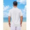COOFANDY Mens Short Sleeve Button Down Shirts Casual Summer Shirts Linen Beach Shirt with Pocket(White)