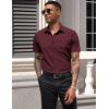 COOFANDY Men’s Short Sleeve Casual Button Down Shirt Business Untucked Dress Shirts with Pocket(01 – Deep Red)