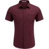 COOFANDY Men’s Short Sleeve Casual Button Down Shirt Business Untucked Dress Shirts with Pocket(01 – Deep Red)