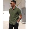 COOFANDY Men’s Short Sleeve Casual Button Down Shirt Business Untucked Dress Shirts with Pocket(01 – Olive Green)