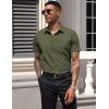 COOFANDY Men’s Short Sleeve Casual Button Down Shirt Business Untucked Dress Shirts with Pocket(01 – Olive Green)