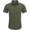 COOFANDY Men’s Short Sleeve Casual Button Down Shirt Business Untucked Dress Shirts with Pocket(01 – Olive Green)
