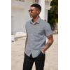 COOFANDY Men’s Short Sleeve Casual Button Down Shirt Business Untucked Dress Shirts with Pocket(Black Grey Wihte-square)