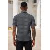 COOFANDY Men’s Short Sleeve Casual Button Down Shirt Business Untucked Dress Shirts with Pocket(Black Grey-square)