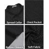 COOFANDY Men’s Short Sleeve Casual Button Down Shirt Business Untucked Dress Shirts with Pocket(Black-polka Dots)