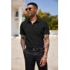 COOFANDY Men’s Short Sleeve Casual Button Down Shirt Business Untucked Dress Shirts with Pocket(Black-polka Dots)