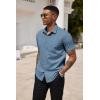 COOFANDY Men’s Short Sleeve Casual Button Down Shirt Business Untucked Dress Shirts with Pocket(Blue)