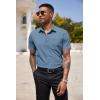 COOFANDY Men’s Short Sleeve Casual Button Down Shirt Business Untucked Dress Shirts with Pocket(Blue)