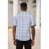 COOFANDY Men’s Short Sleeve Casual Button Down Shirt Business Untucked Dress Shirts with Pocket(Blue White-plaid)