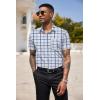 COOFANDY Men’s Short Sleeve Casual Button Down Shirt Business Untucked Dress Shirts with Pocket(Blue White-plaid)