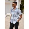 COOFANDY Men’s Short Sleeve Casual Button Down Shirt Business Untucked Dress Shirts with Pocket(Blue White-plaid)