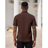 COOFANDY Men’s Short Sleeve Casual Button Down Shirt Business Untucked Dress Shirts with Pocket(Brown)