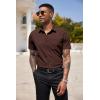 COOFANDY Men’s Short Sleeve Casual Button Down Shirt Business Untucked Dress Shirts with Pocket(Brown)
