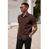 COOFANDY Men’s Short Sleeve Casual Button Down Shirt Business Untucked Dress Shirts with Pocket(Brown)