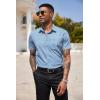 COOFANDY Men’s Short Sleeve Casual Button Down Shirt Business Untucked Dress Shirts with Pocket(Light Blue-square)