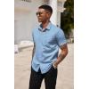 COOFANDY Men’s Short Sleeve Casual Button Down Shirt Business Untucked Dress Shirts with Pocket(Light Blue-square)