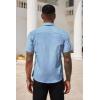 COOFANDY Men’s Short Sleeve Casual Button Down Shirt Business Untucked Dress Shirts with Pocket(Light Blue-square)