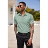 COOFANDY Men’s Short Sleeve Casual Button Down Shirt Business Untucked Dress Shirts with Pocket(Light Green-flower)