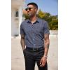 COOFANDY Men’s Short Sleeve Casual Button Down Shirt Business Untucked Dress Shirts with Pocket(Navy Blue-square)