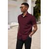 COOFANDY Men’s Short Sleeve Casual Button Down Shirt Business Untucked Dress Shirts with Pocket(Wine Red-polka Dots)