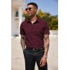 COOFANDY Men’s Short Sleeve Casual Button Down Shirt Business Untucked Dress Shirts with Pocket(Wine Red-polka Dots)