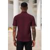 COOFANDY Men’s Short Sleeve Casual Button Down Shirt Business Untucked Dress Shirts with Pocket(Wine Red-polka Dots)