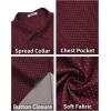 COOFANDY Men’s Short Sleeve Casual Button Down Shirt Business Untucked Dress Shirts with Pocket(Wine Red-polka Dots)