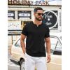 COOFANDY Men’s T Shirts Short Sleeve Casual V Neck T-Shirt Soft Notch Neck Tee Classic Plain Shirts(All Black)