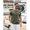COOFANDY Men’s T Shirts Short Sleeve Casual V Neck T-Shirt Soft Notch Neck Tee Classic Plain Shirts(Army Green)