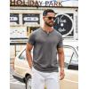 COOFANDY Men’s T Shirts Short Sleeve Casual V Neck T-Shirt Soft Notch Neck Tee Classic Plain Shirts(Dark Grey)
