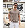 COOFANDY Men’s T Shirts Short Sleeve Casual V Neck T-Shirt Soft Notch Neck Tee Classic Plain Shirts(Khaki)