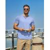 COOFANDY Men’s T Shirts Short Sleeve Casual V Neck T-Shirt Soft Notch Neck Tee Classic Plain Shirts(Light Blue)
